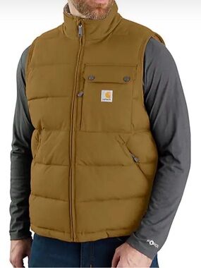 Carhartt Oak Brown Rain Defender duck fabric Sherpa Lined Loose Fit Vest size XL